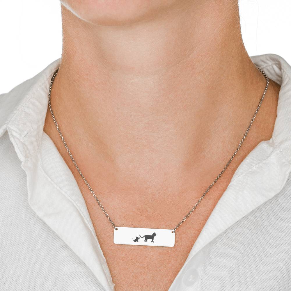 Mama Cat + 1 Kitten Necklace With Optional Personalization