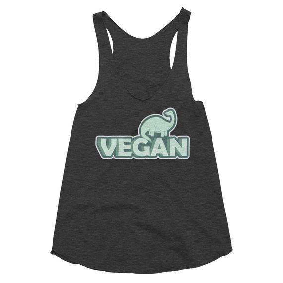 Vegan Dinosaur Women S Tri Blend Racerback Tank Vegan Shirt Boho Shirt 70 S Tee Retro Shirt Hipster Shirt Vintage Tee Vegetarian Shi