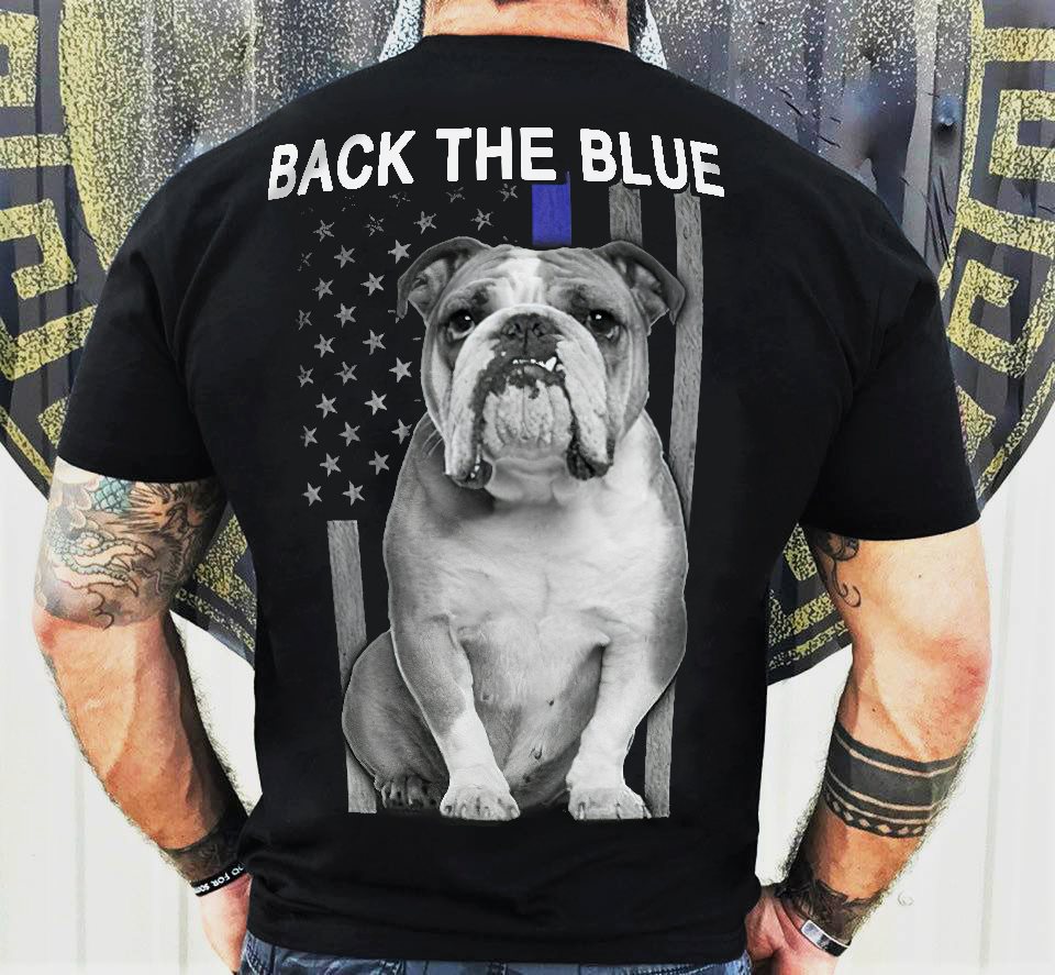 American Flag English Bulldog Back The Blue Standard Men T-shirt