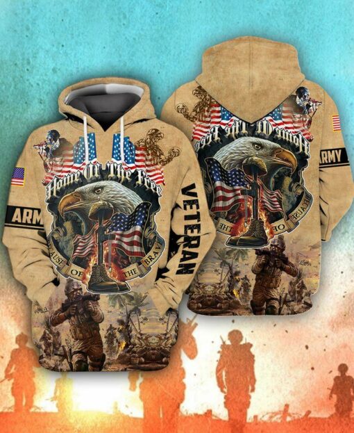 Home Of The Free Army Veterans 3D All Over Print Shirts For Men & Women, Happy Veteran Memorial 3D Shirts, Veteran Day