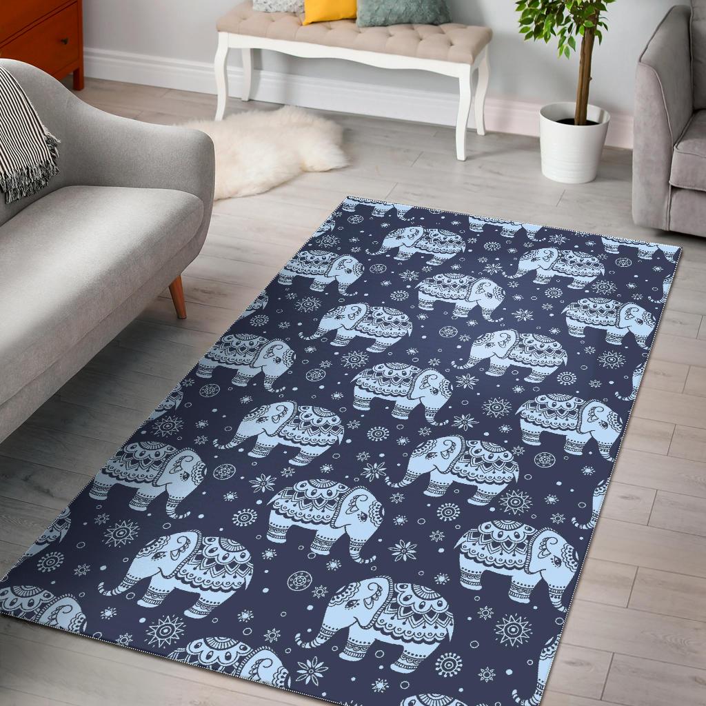 Elephant Tribal Design Pattern Area Rug