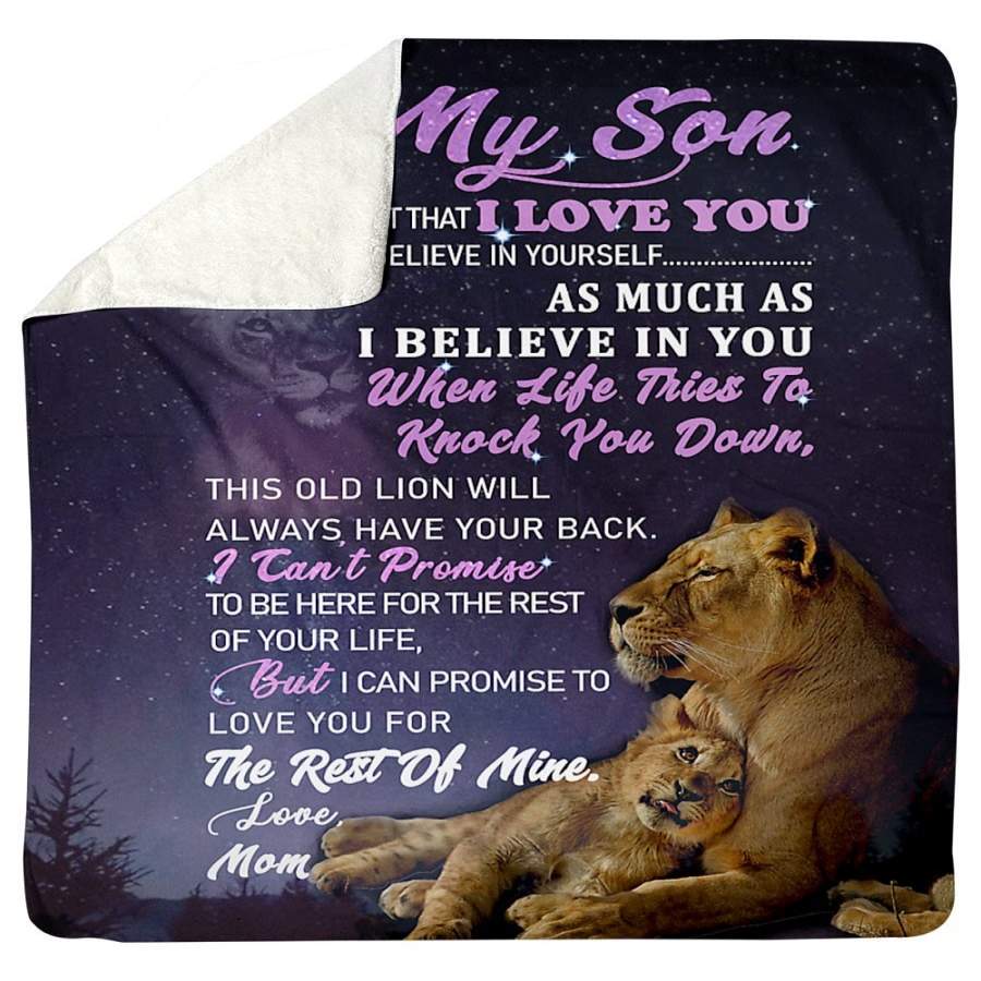 To My Son From Your Mom Lion Sherpa Blanket