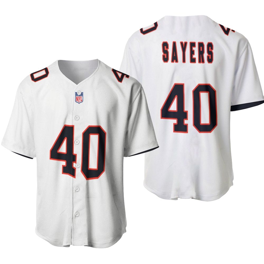 Chicago Bears Gale Sayers #40 Great Player NFL American Football Team Custom Game White 3D Designed Allover Gift For Bears Fans Baseball Jersey