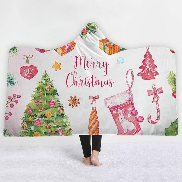 X-Mas Pink Stocking Hooded Blanket Christmas Decoration Ideas