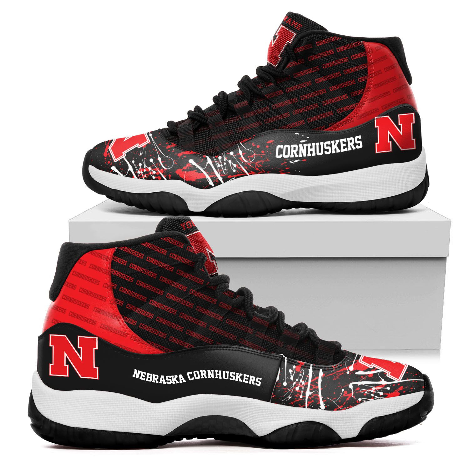 Custom Name Nebraska Cornhuskers Air Jd 11 Sneakers Shoes 148 For Football Fans University Of Nebraska–Lincoln