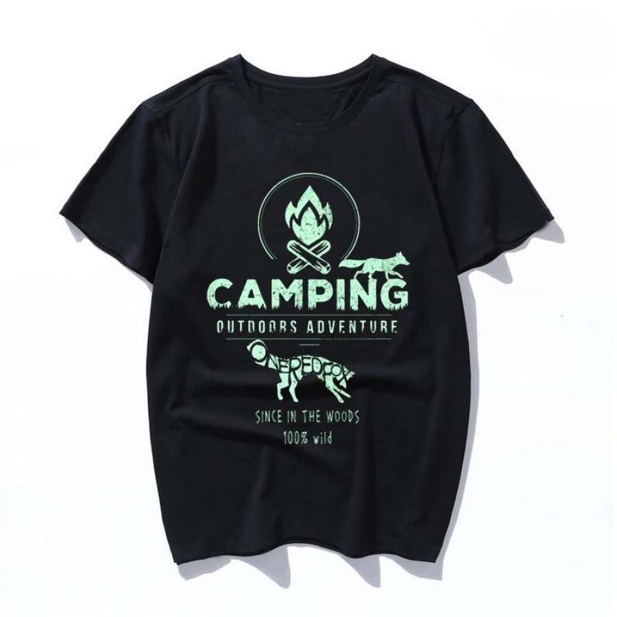 camping Kawaii Ulzzang Harajuku Aesthetic T-shirt cartoon Print men’s Short Sleeve Tops Tees Korean New Fashion Casual women’s Clothing