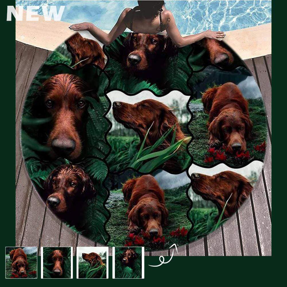 Custom Photo Puppy Dog Round Micro Fleece Blanket (60”)