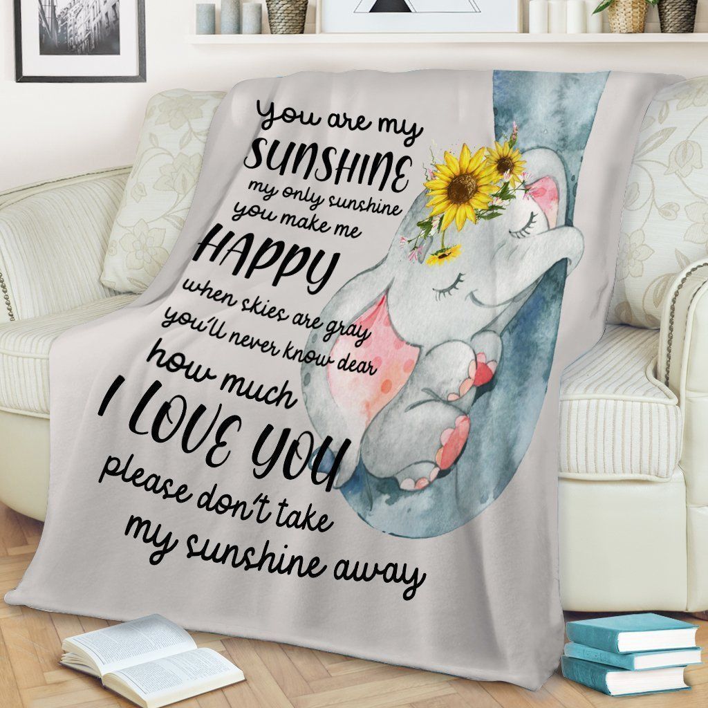 Elephant You Are My Sunshine Sherpa Fleece Blanket BN