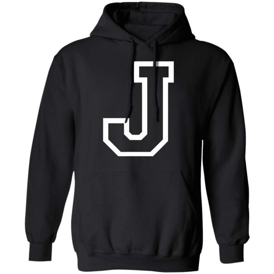 Letter J Alphabet Name Athletic Sports Monogram Outline Hoodie
