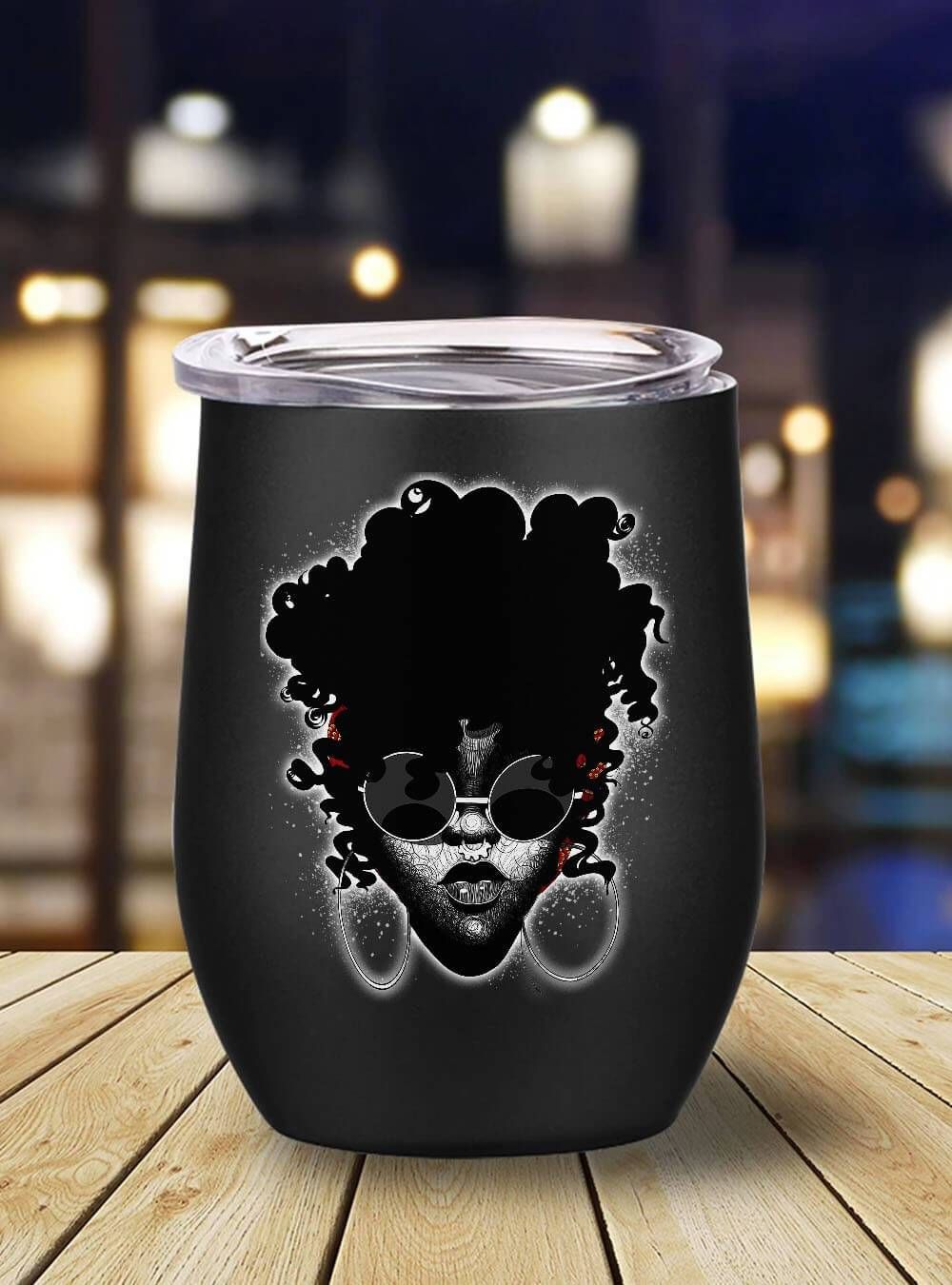 African American Tumbler Fashion Afro Girl Stainless Steel Wine Tumbler Mug Afrocentric Inspired Gifts BPS6954