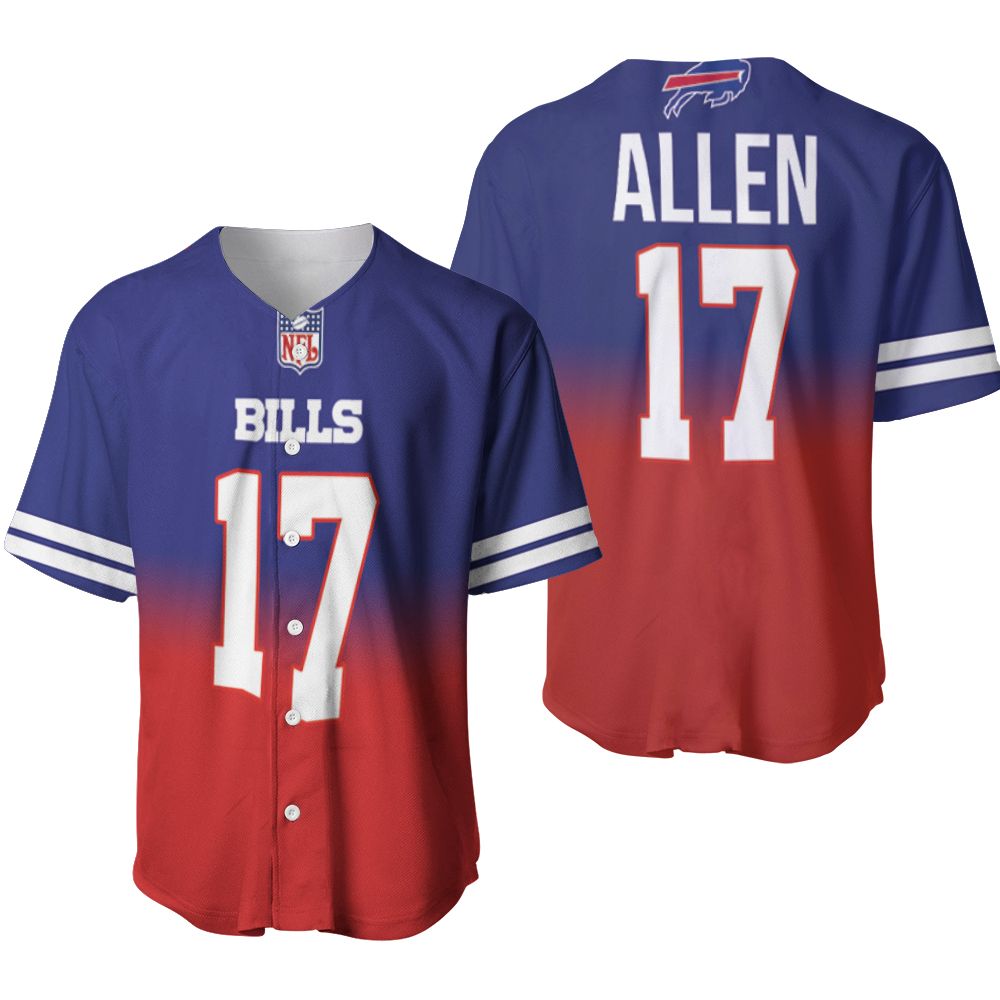 Buffalo Bills Josh Allen #17 Great Player NFL American Football Team Royal Color Crash 3D Designed Allover Gift For Bills Fans Baseball Jersey