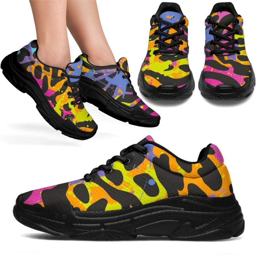 Colorful Zebra Leopard Pattern Print Chunky Sneakers