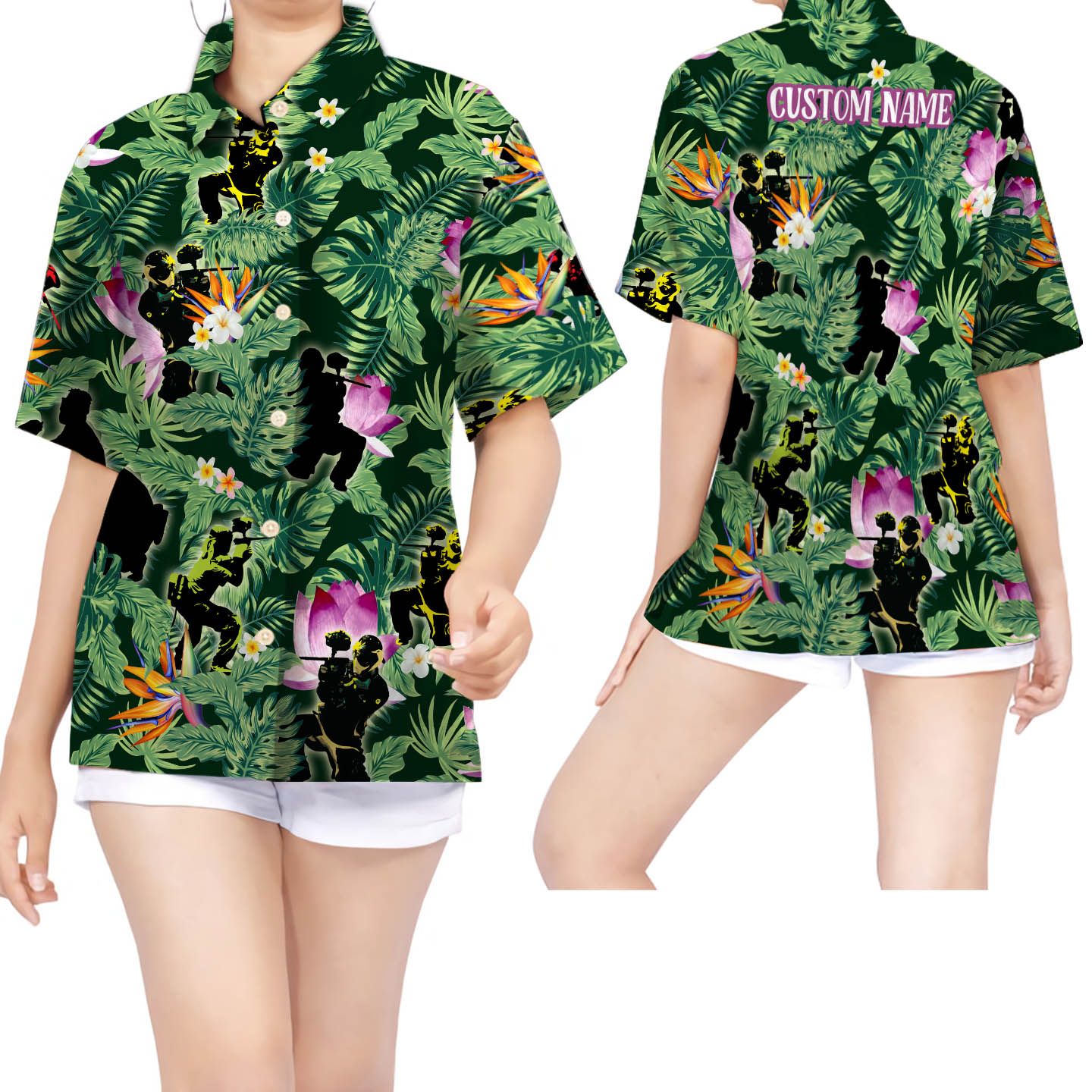 Paintball Tropical Custom Name Hawaii Shirt For Women Lovers Ha85496