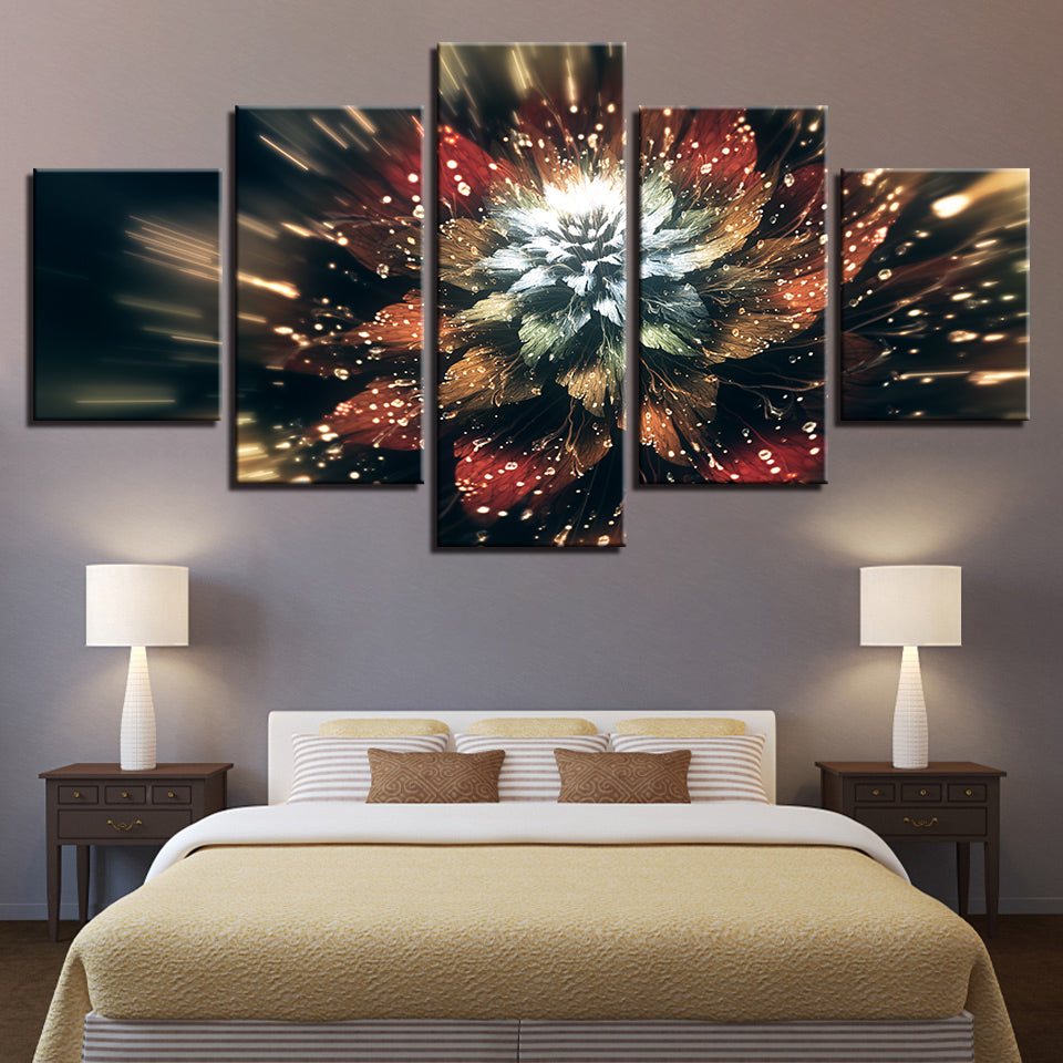 Flower 5 Piece Hd Multi Panel Canvas Wall Art Frame
