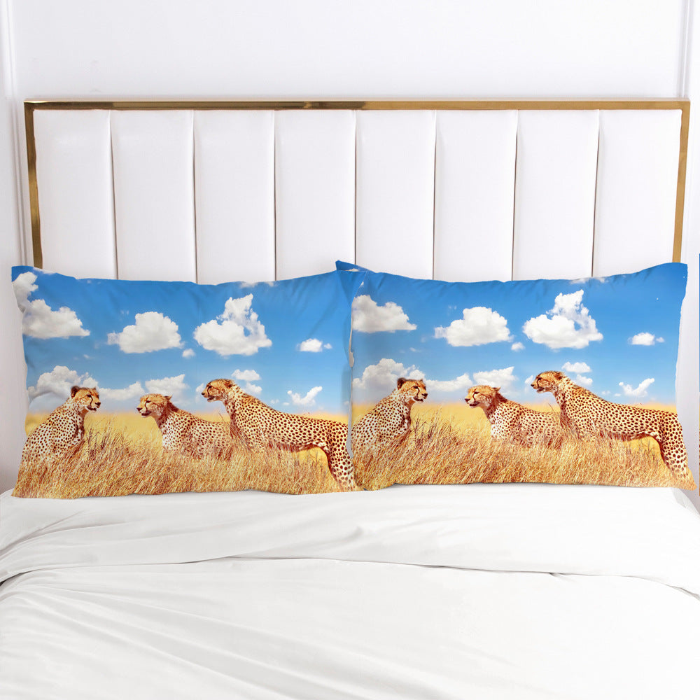 Three Leopards Communicate Under The Blue Sky Pillowcase