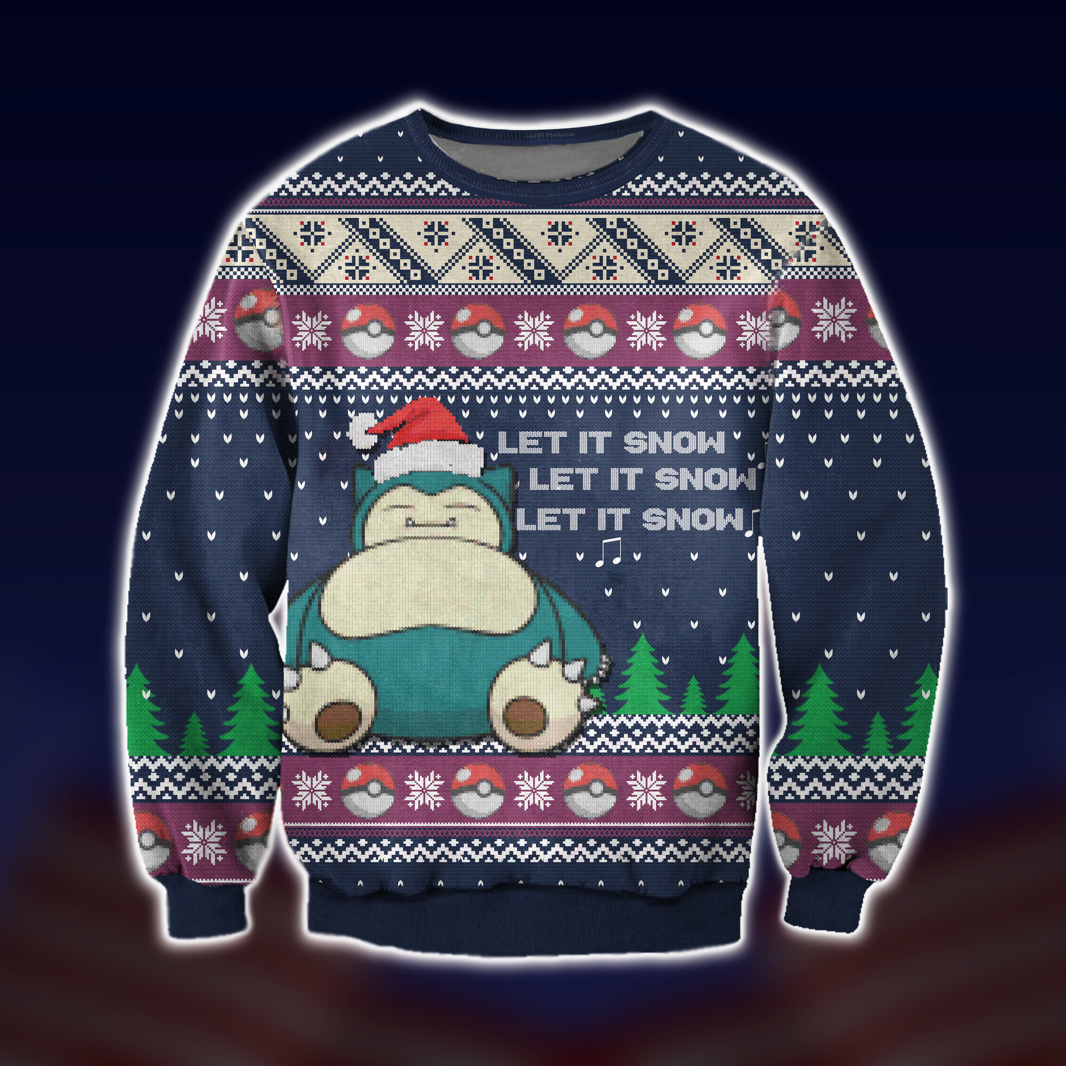 Snorlax Let It Snor Ugly Christmas Sweater