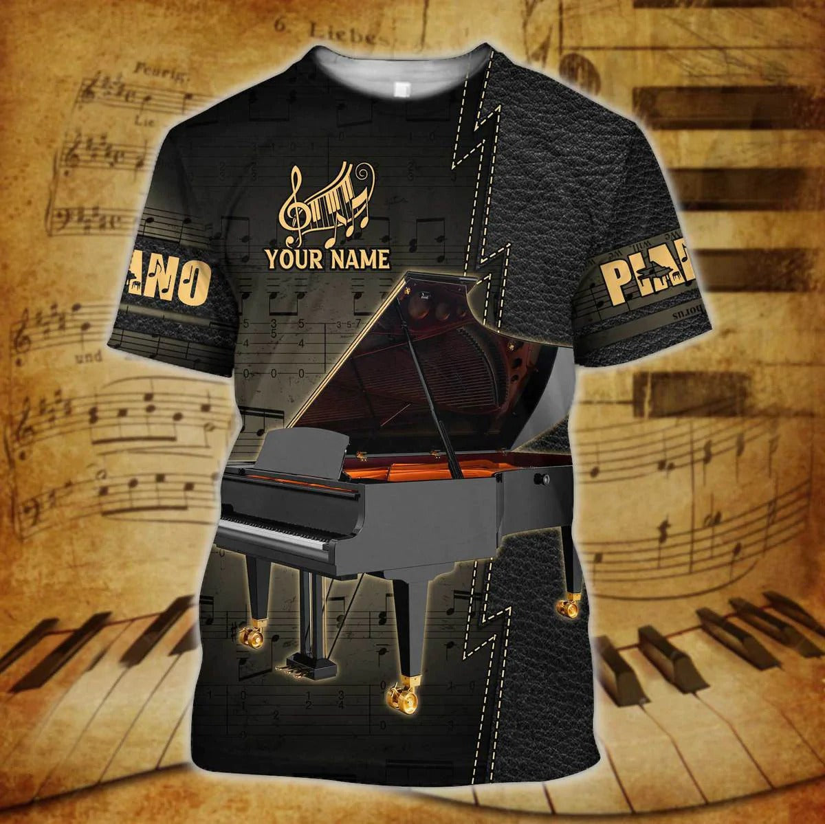 Personalized 3D Printed Piano Shirt Men Women, Pianist Tshirt, Gift For Piano Lover