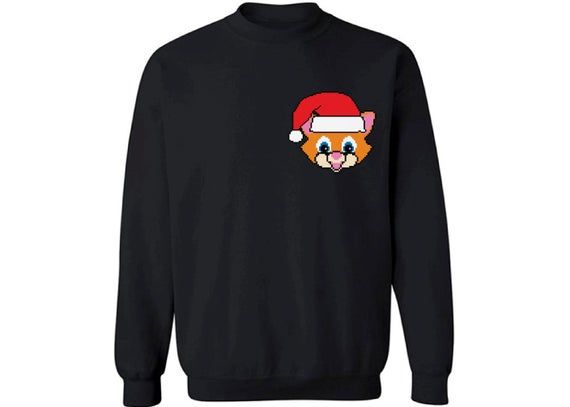 Santa Cat Pocket Sweatshirt Cute Kitten Ugly Christmas Sweater Santa Gifts