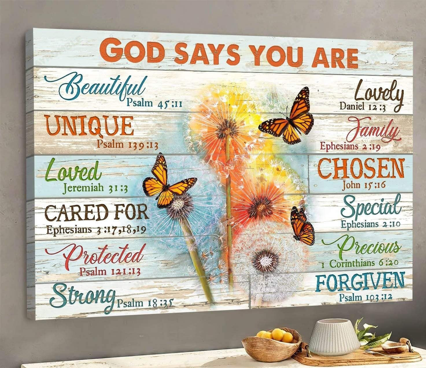 Brilliant Butterflies And Dandelion Poster – God Say You Are Canvas Home Decoration Birthday Gifts For Women Girl – Gigo Smart