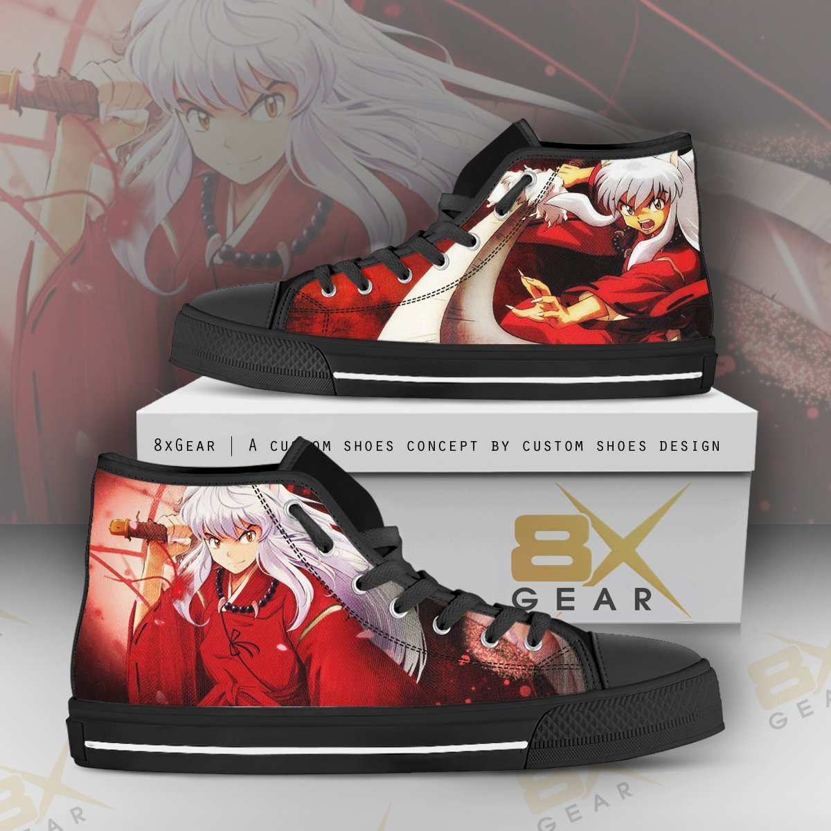 Inuyasha Anime Shoes Hi Top Sneakers Fighting Cosplay Characters Design Art