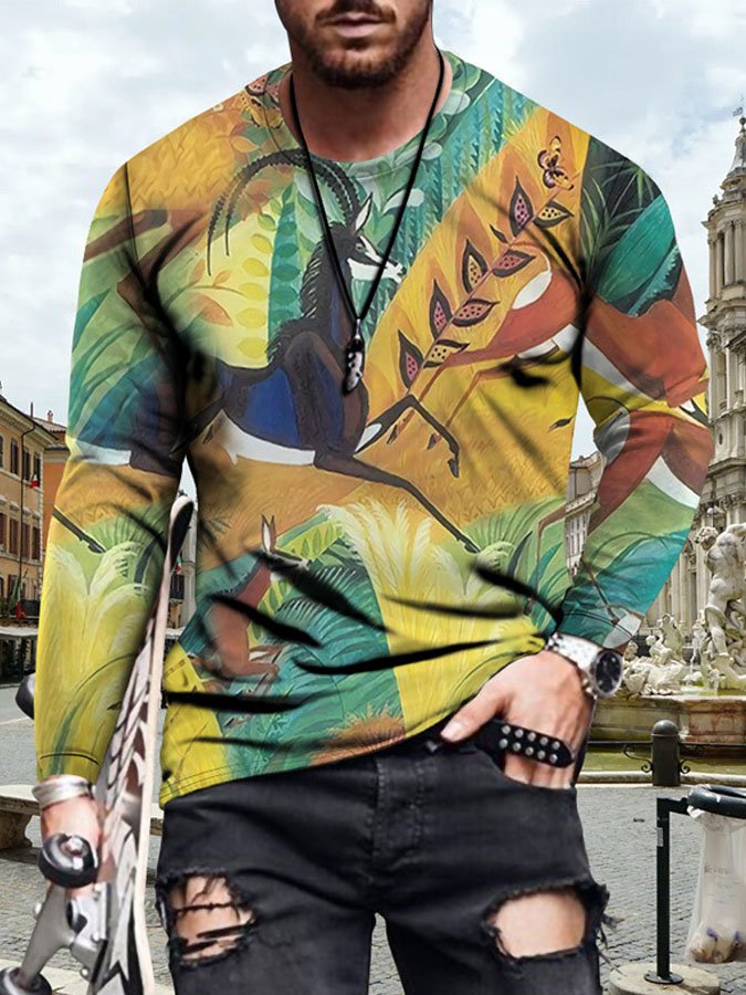 Men'S Creative Animal Print Long Sleeves