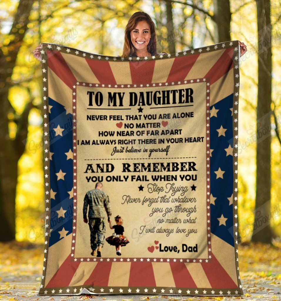 To My Daughter Veteran Dad And Daughter Us American Flag Gs-Cl-Ml1101 Fleece Blanket