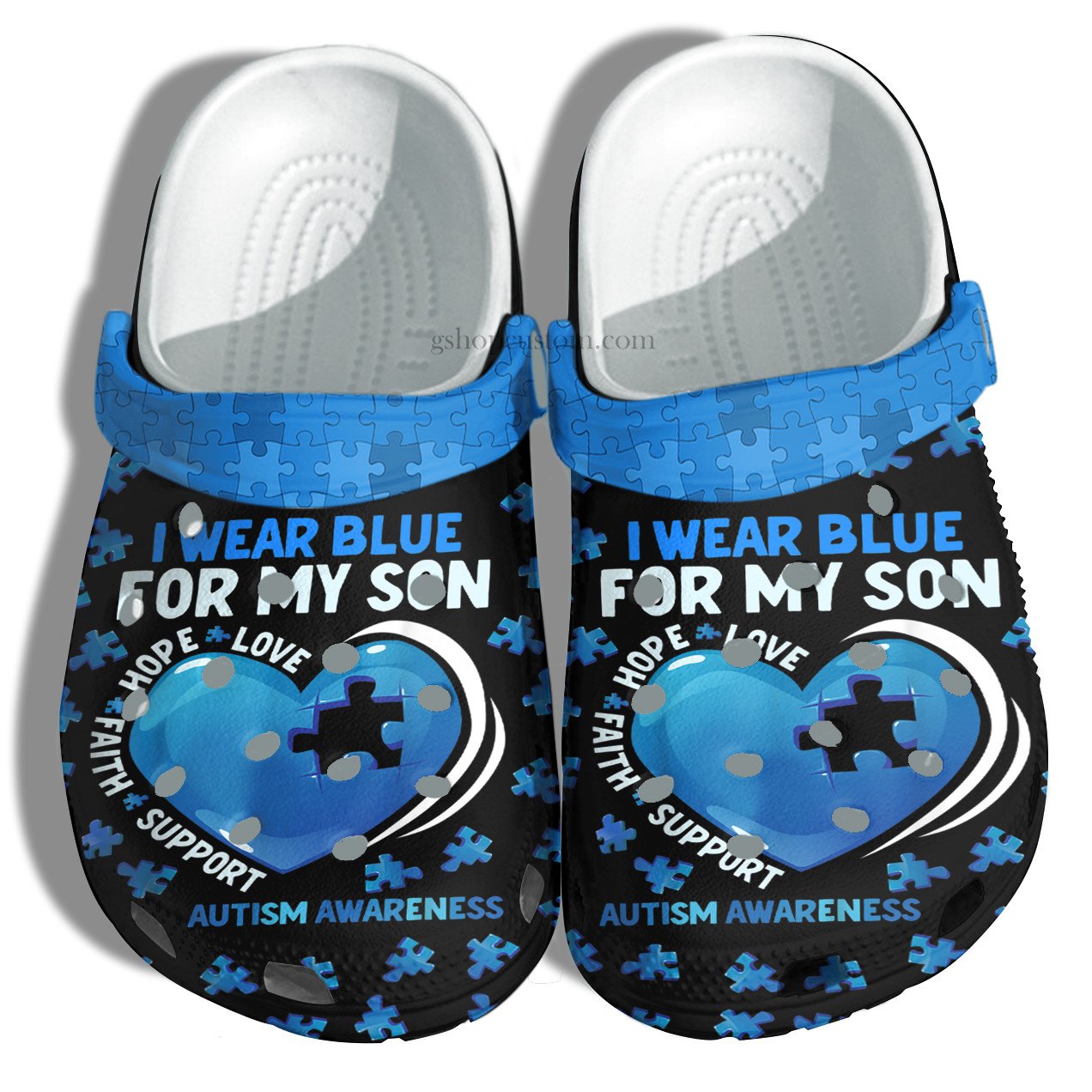 Wear Blue For My Son Autism Awareness Crocs Shoes Love Hope Faith