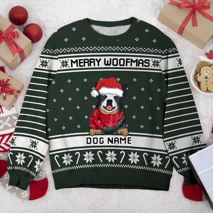 Australian Cattle Merry Woofmas Personalized Sweater, Dog Ugly Christmas Sweater