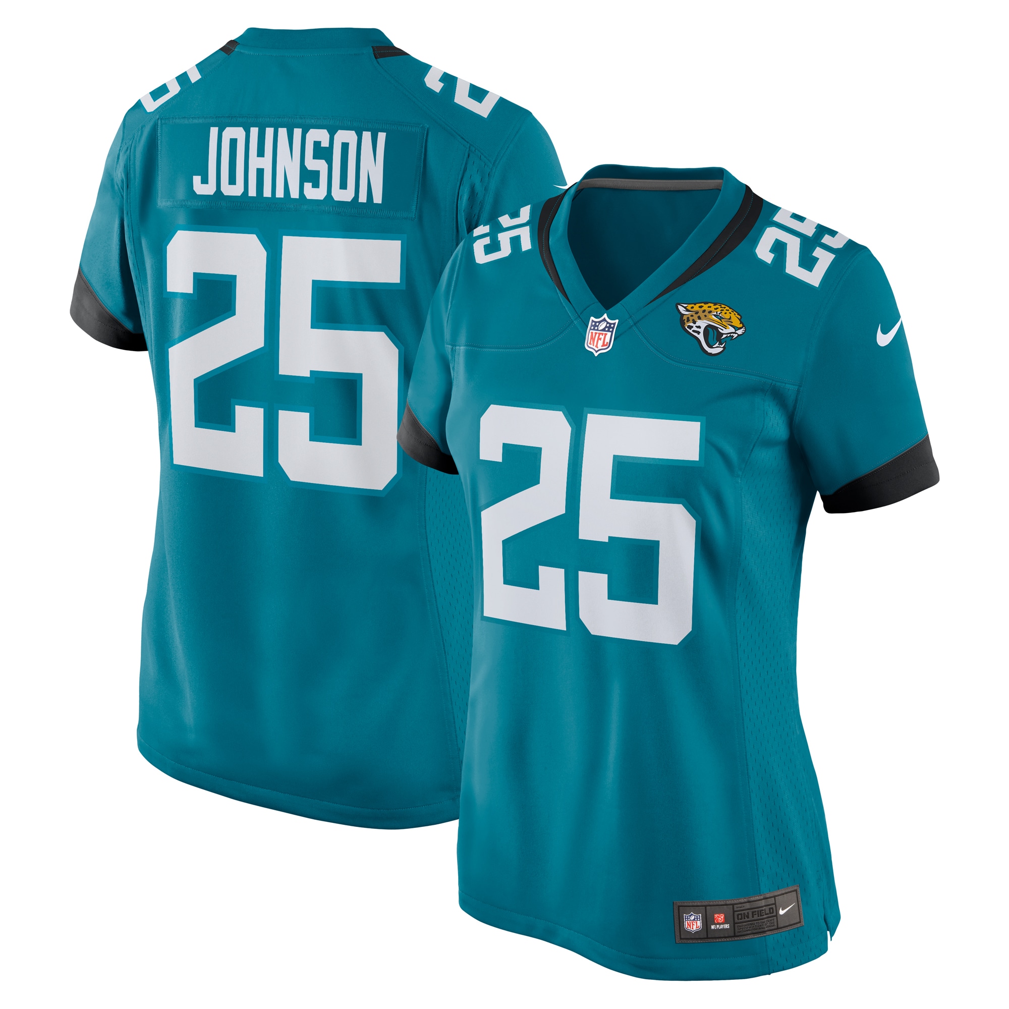 Women’s Jacksonville Jaguars D’Ernest Johnson  Teal Team Game Jersey