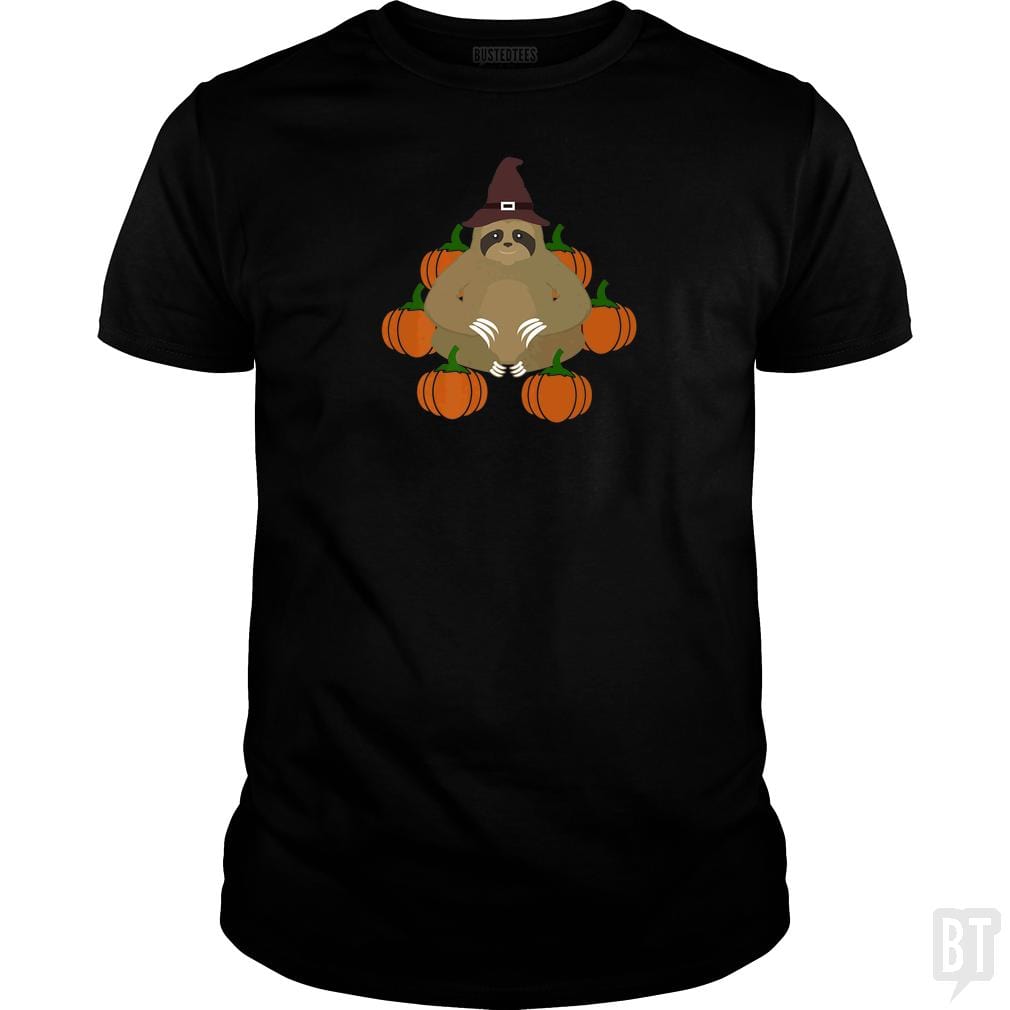 Halloween Sloth Witch With Pumpkin Animal Tee Gift