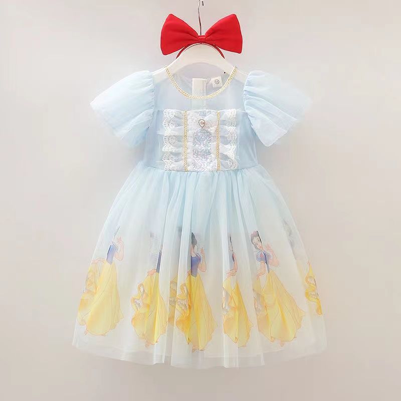 2022 New Girls Dresses Summer Snow White for Children Kids Dress Short Sleeve Princess Dress Birthday Party Vestidos Role Play alx