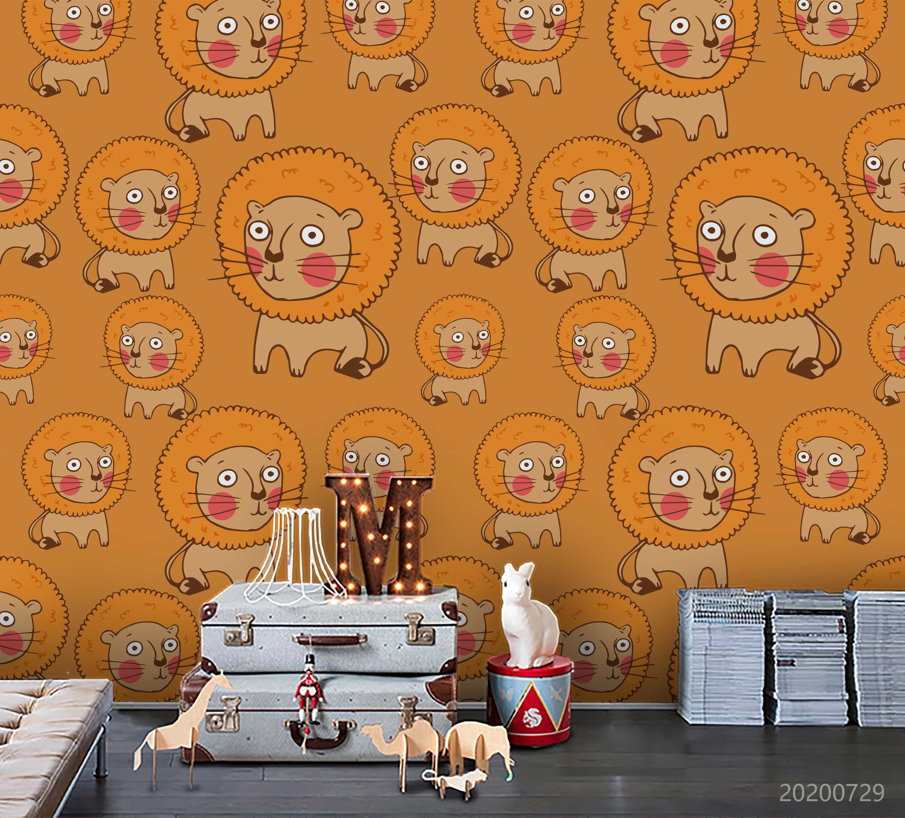 3D Cartoon Lion Wall Mural Wallpaper Lxl 616