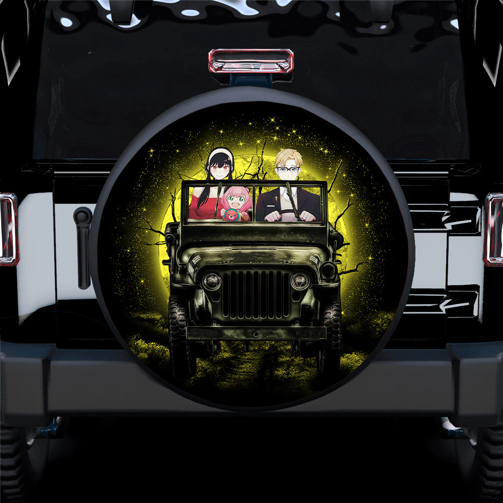 Spy X Family Yor Anya Ride Jeep Moonlight Halloween Funny Car Spare Tire Covers Gift For Campers