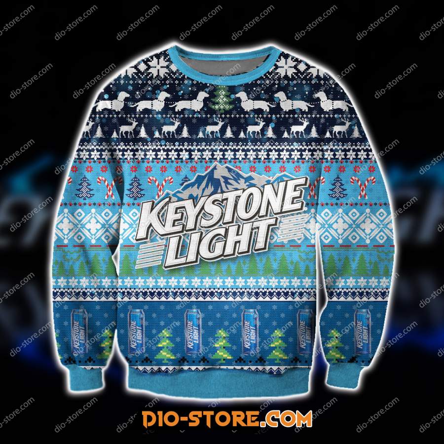 3D ALL OVER PRINT KEYSTONE LIGHT BEER UGLY CHRISTMAS SWEATER