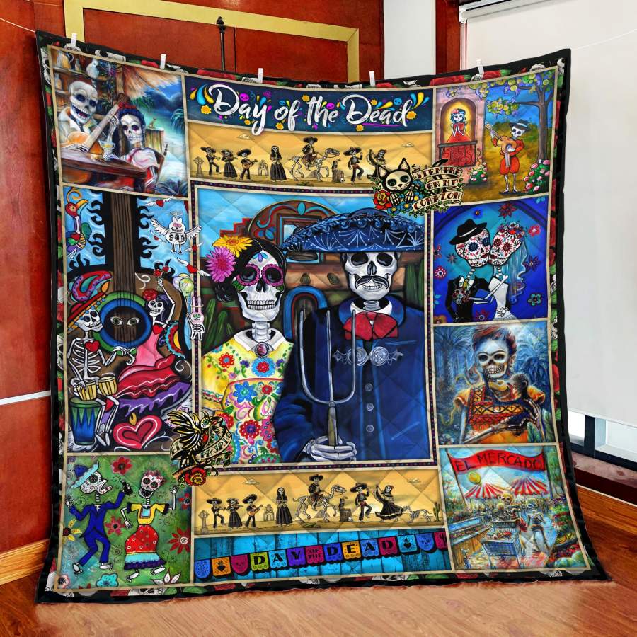 Day Of The Dead Candy Skull Couple Quilt DQB08082008-TQH