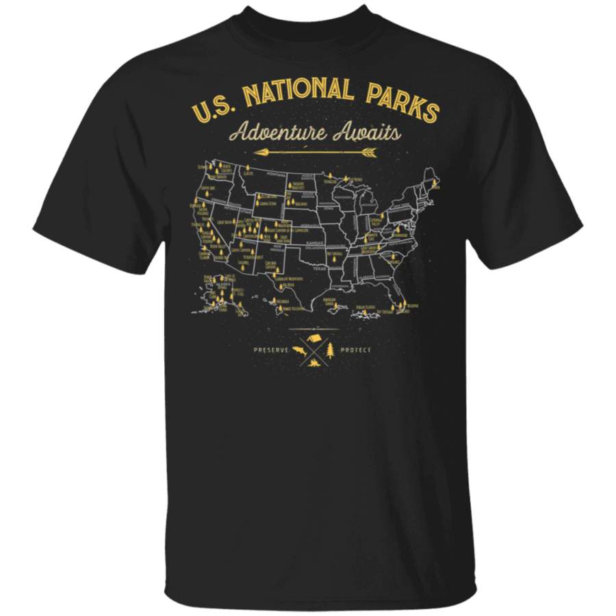 National Parks T shirt Map Camping tshirt Women Men Hiking