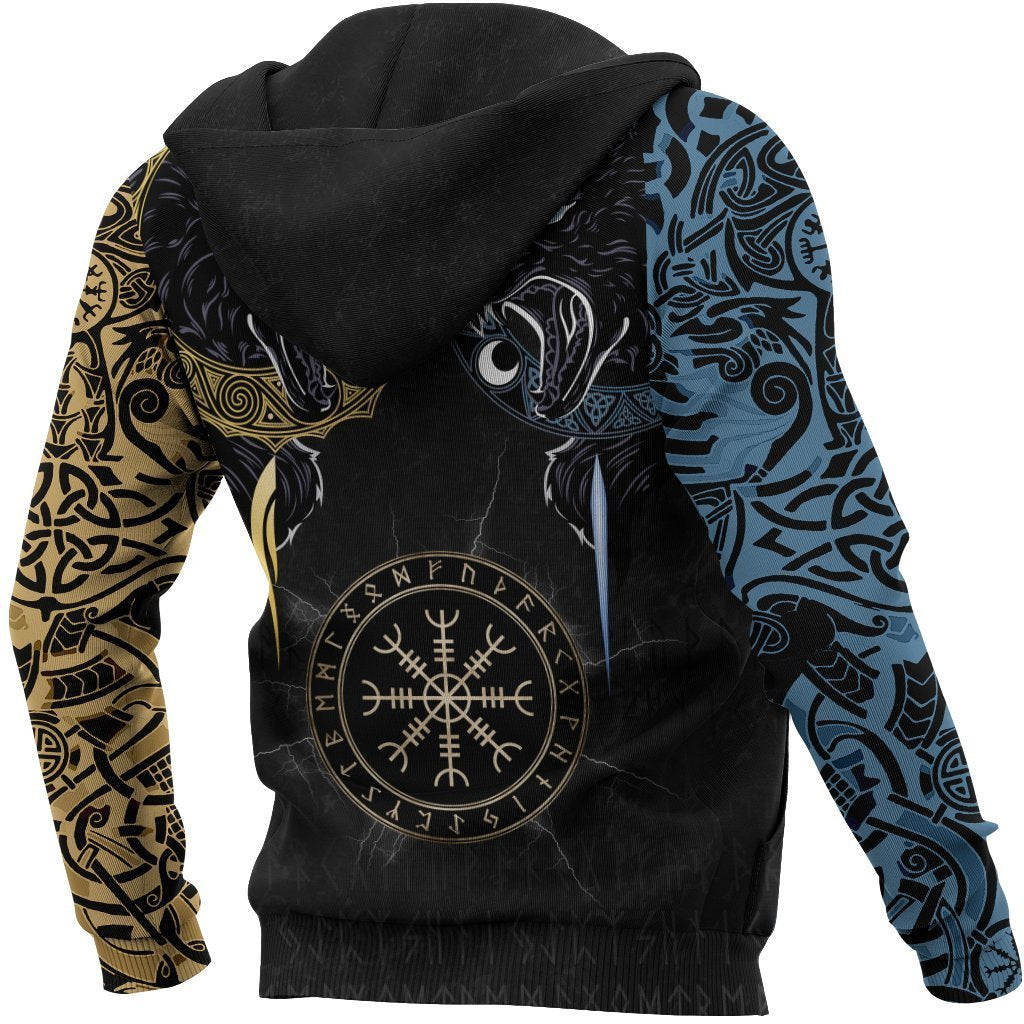 Viking Shirt Viking Hati And Skoll Wolves Blue Yellow Vegvisir The ...