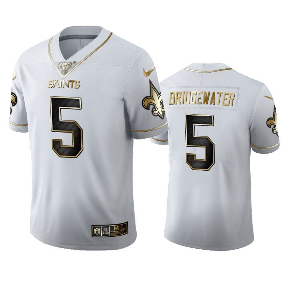 New Orleans Saints Teddy Bridgewater White 100Th Season Golden Edition Mens Jersey