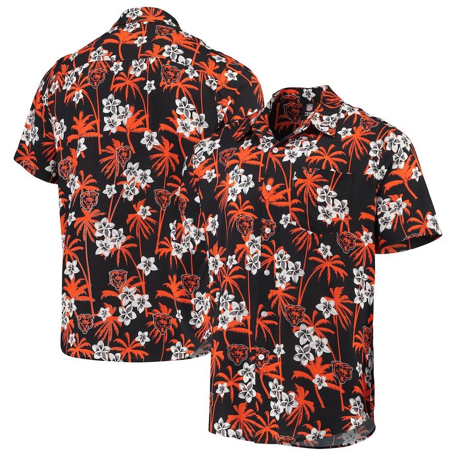 Navy Chicago Bears Floral Woven Hawaii Shirt Ha110723