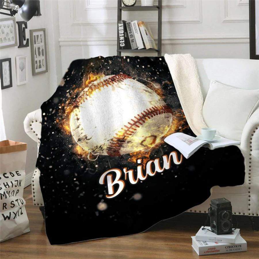 Fire Baseball Personalized Sherpa Blanket – Fitjiva Art Store