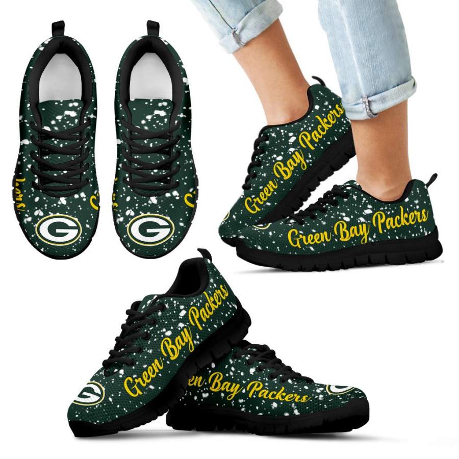 Christmas Snowing Incredible Pattern Green Bay Packers Sneakers