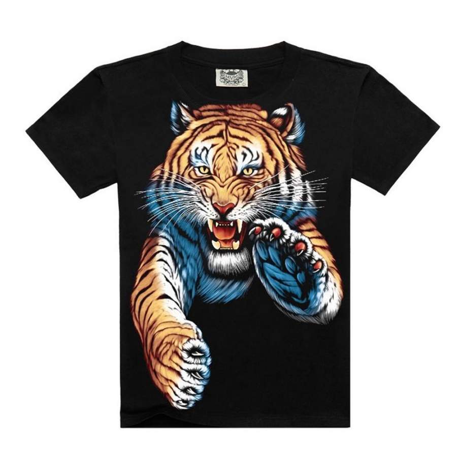 Fashion Men’S Short Sleeve Cotton Casual T-Shirt Crew Neck Summer Animal Tiger Tops Tee