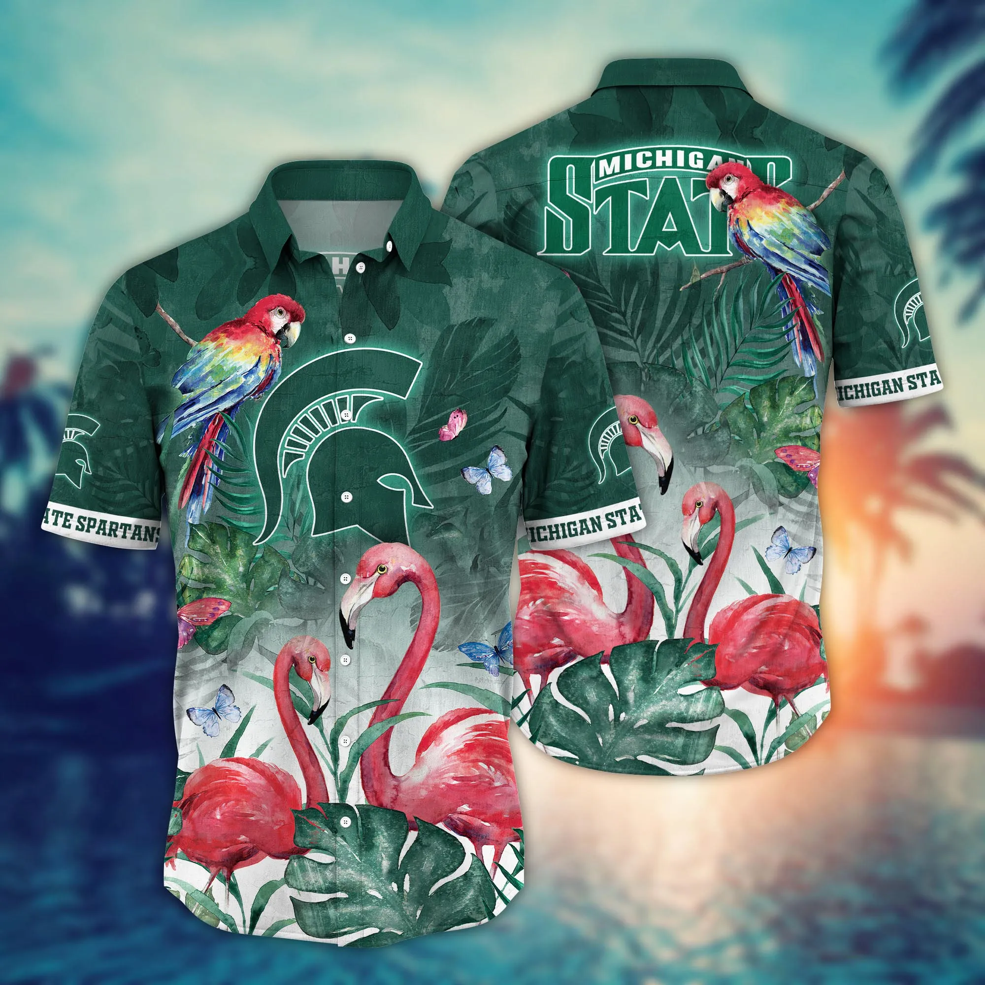 Michigan State Spartans NCCA Hawaiian Shirt Sunbathe Aloha Shirt