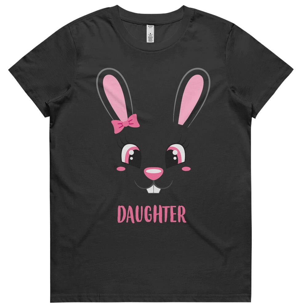 Daughter Bunny Face Funny  Easter Rabbit Family Matching Set Womens Tshirts