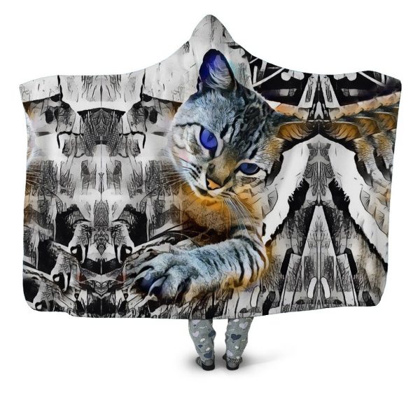 Animal Hooded Blankets – Animal Series Cat Super Cool Fleece Hooded Blanket