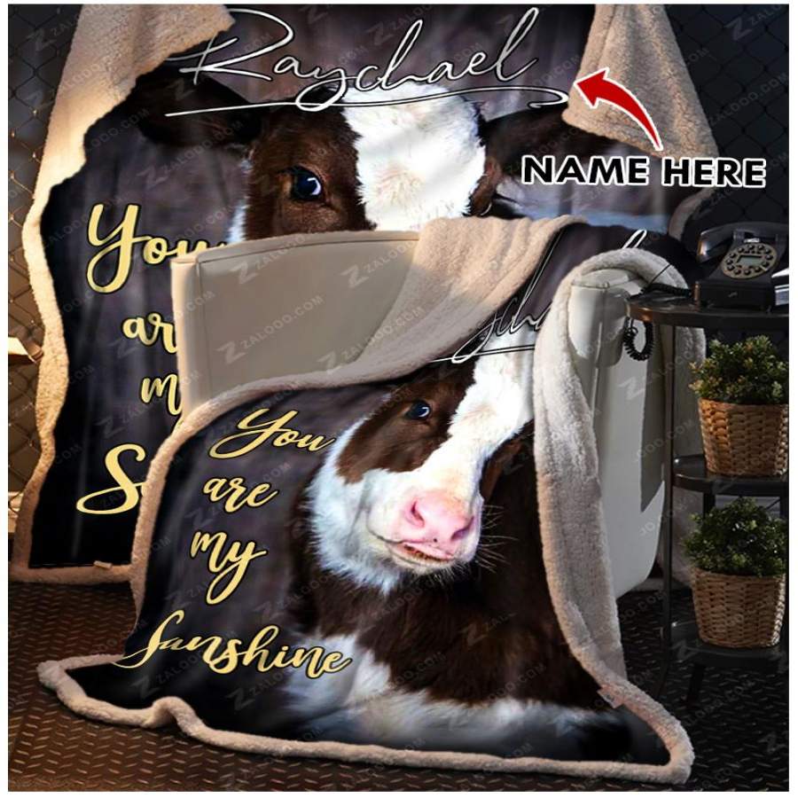 Zalooo – Custom Blanket – Cow – You Are My Sunshine