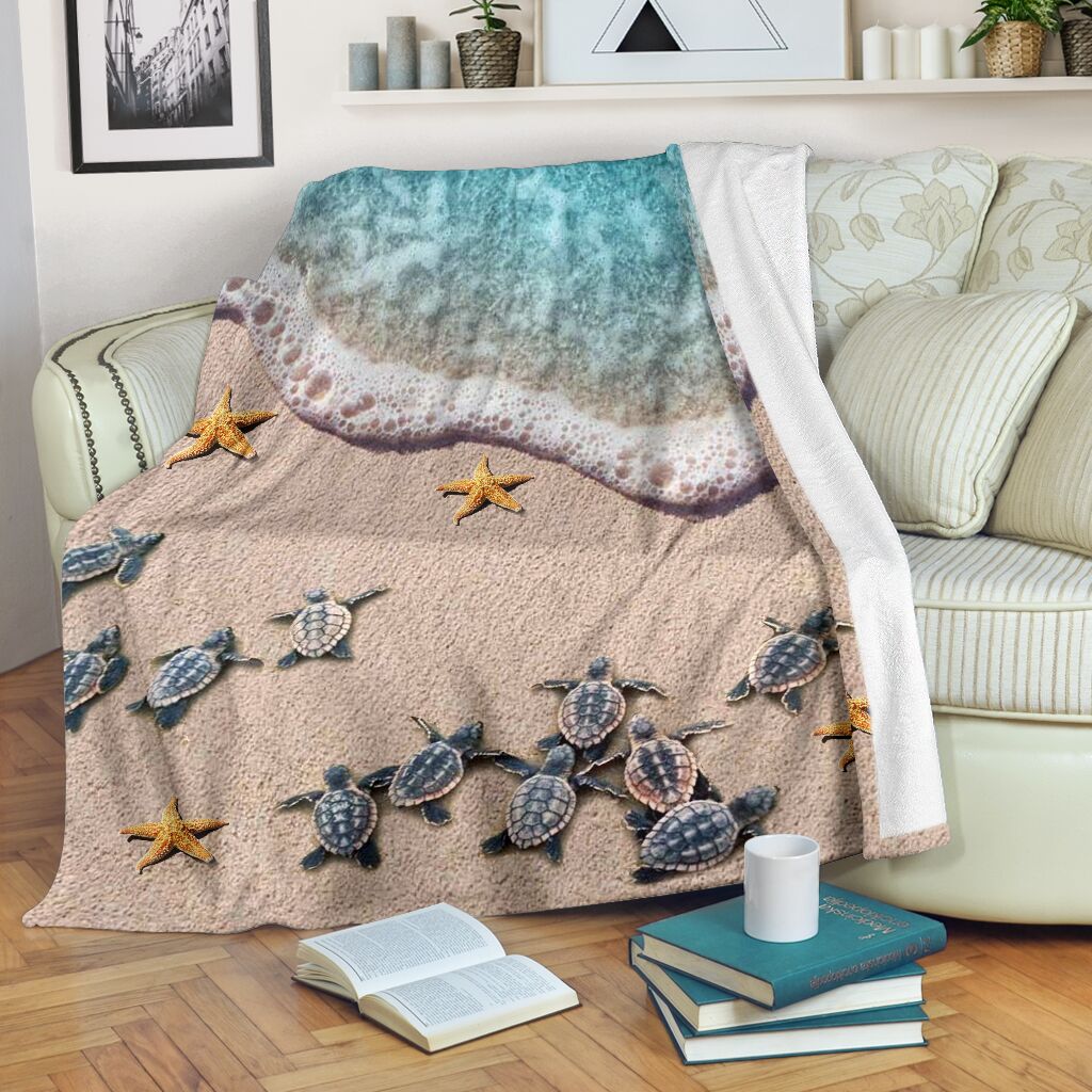 Baby Sea Turtle Beach Blanket Gift For Turtle Lovers Birthday Gift Home Decor Bedding Couch Sofa Soft And Comfy Cozy