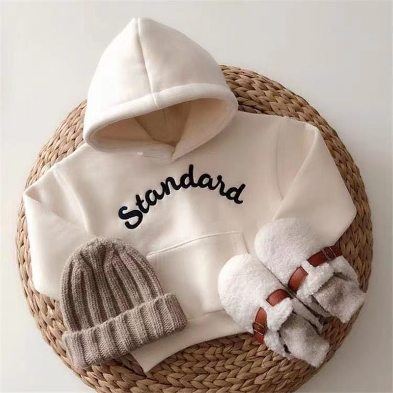 Spring Autumn Children Hoodie Long Sleeve Embroidered Letter Sweatshirt For Boys Baby Thin Hooded Tops Girl Kids Casual Hoodie alx