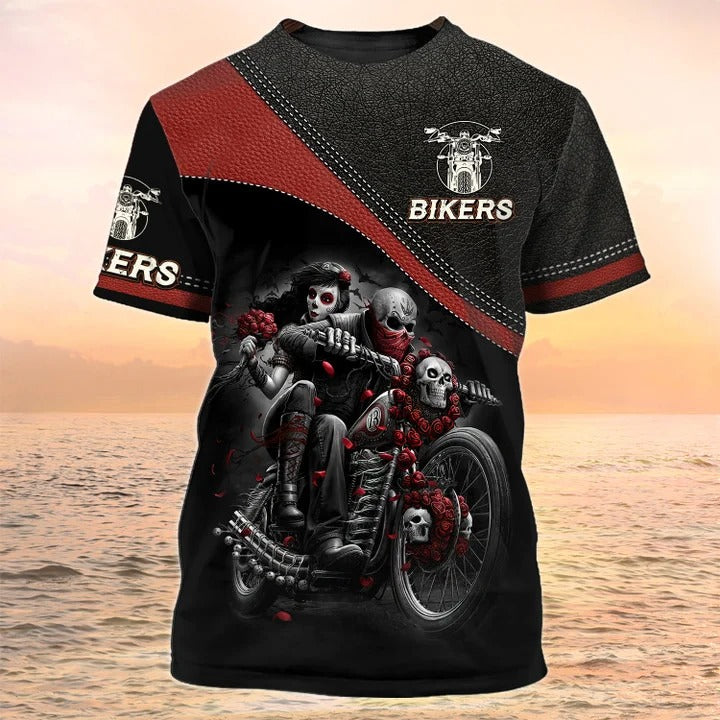 Biker T Shirt 3D Skull Couple Shirt Biker Gift