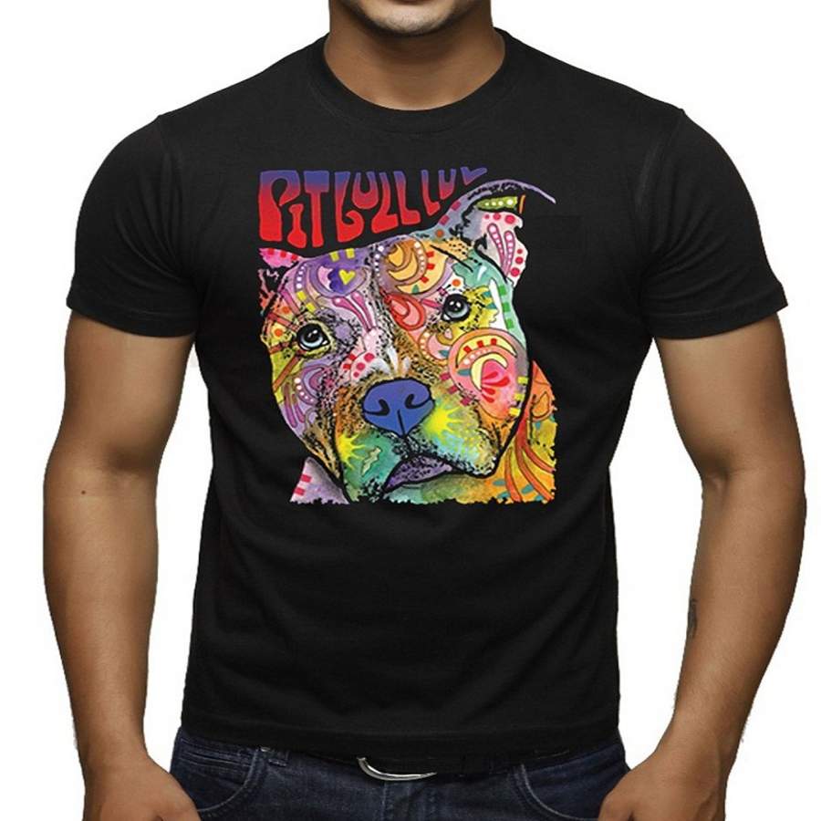 Dean Russo Neon Pitbull Luv Men’s Fashion T-shirt